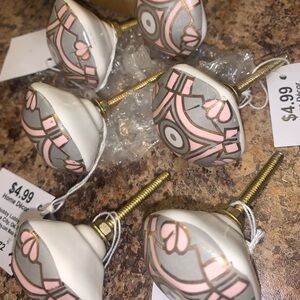 Pink and Gray Decorative Ceramic Knobs